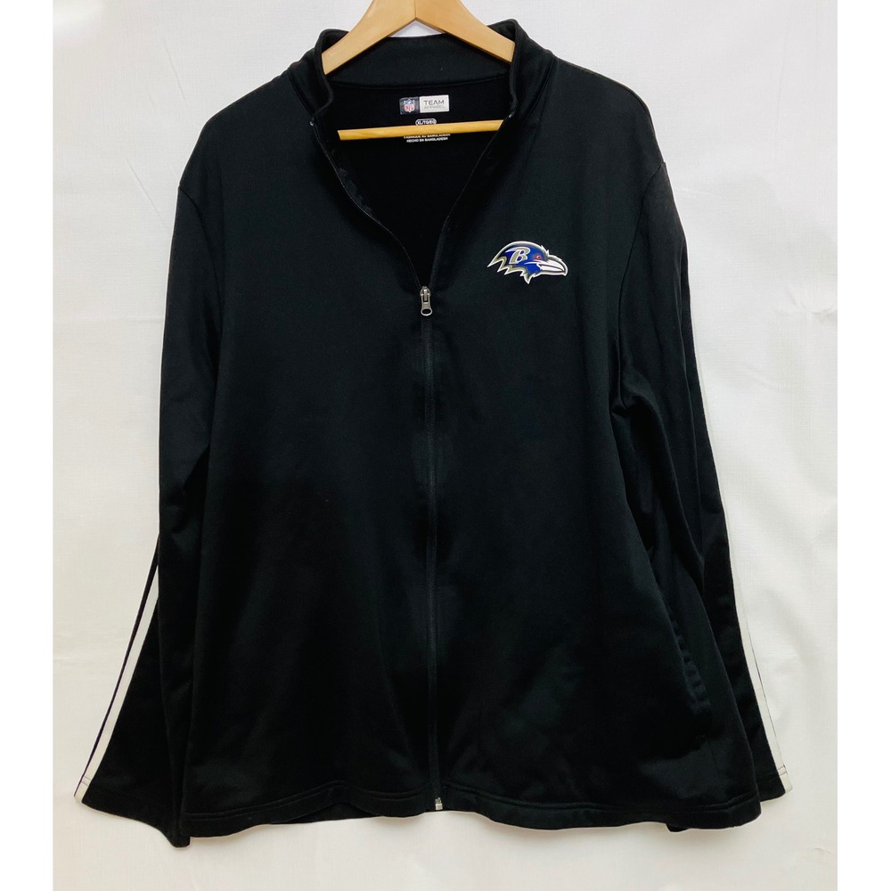 NFL Team Apparel Baltimore Ravens Track Jacket Mens XL Black Excellent Full Zip